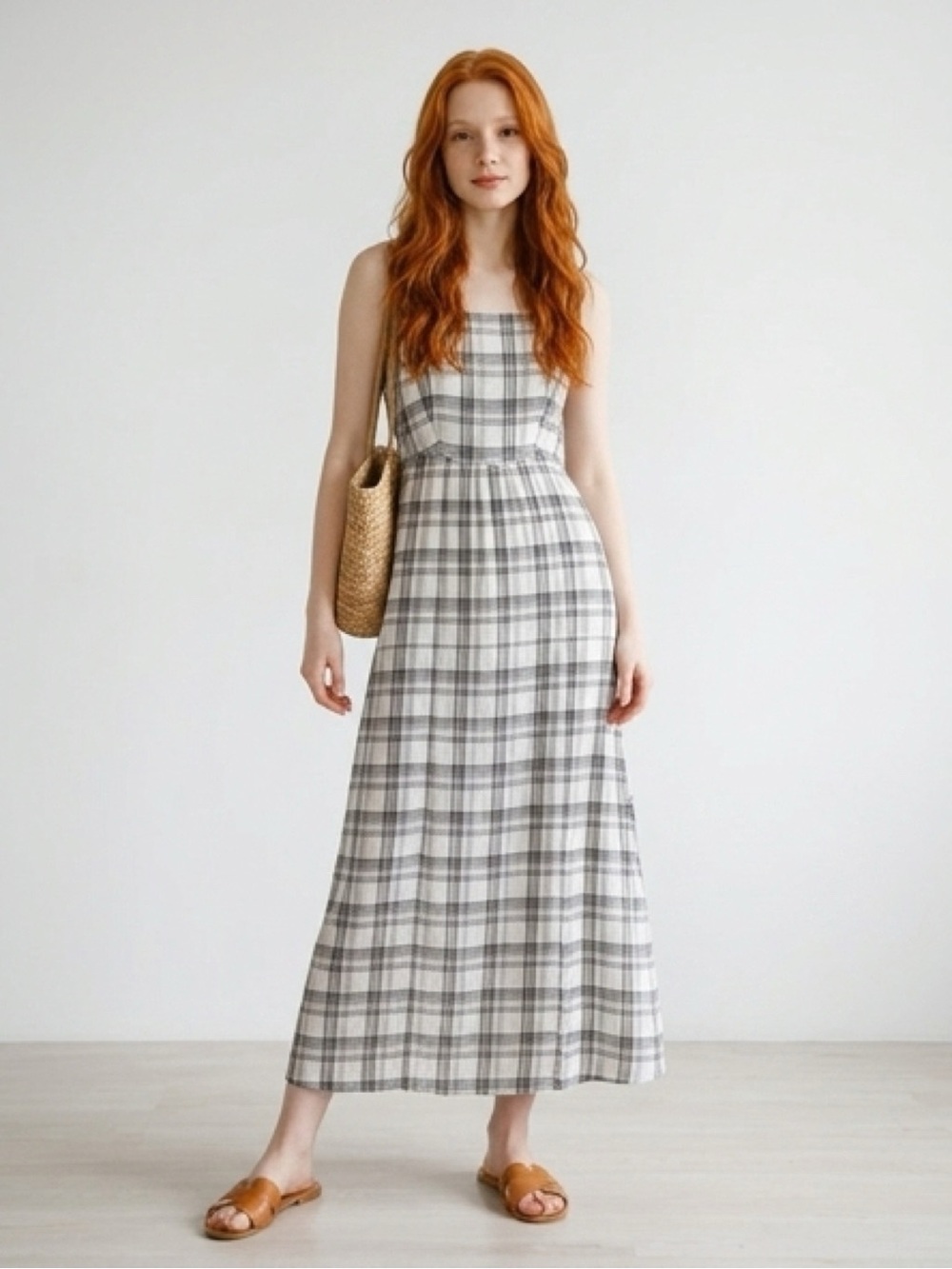 Volcom Women's Plaid Taste Fitted Upper Midi Dress - Picture 5 of 6